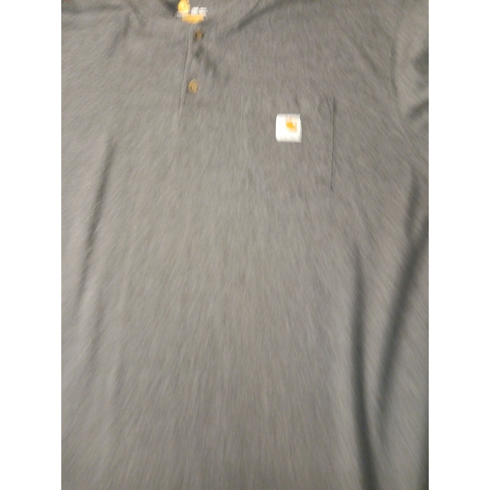 Carhartt Henley Dark Gray Pocket Logo Workwear Short Sleeve Mens S 3XLT - Picture 4 of 7